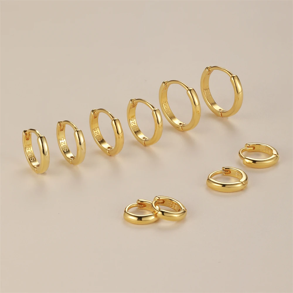 Aide Kleine Creolen aus 925er-Sterlingsilber, Roségold, für Damen und Mädchen, Geschenk, Hochzeit, Verlobung, Party, Geschenk, glatte Ohrknochenschnalle – Detail 2