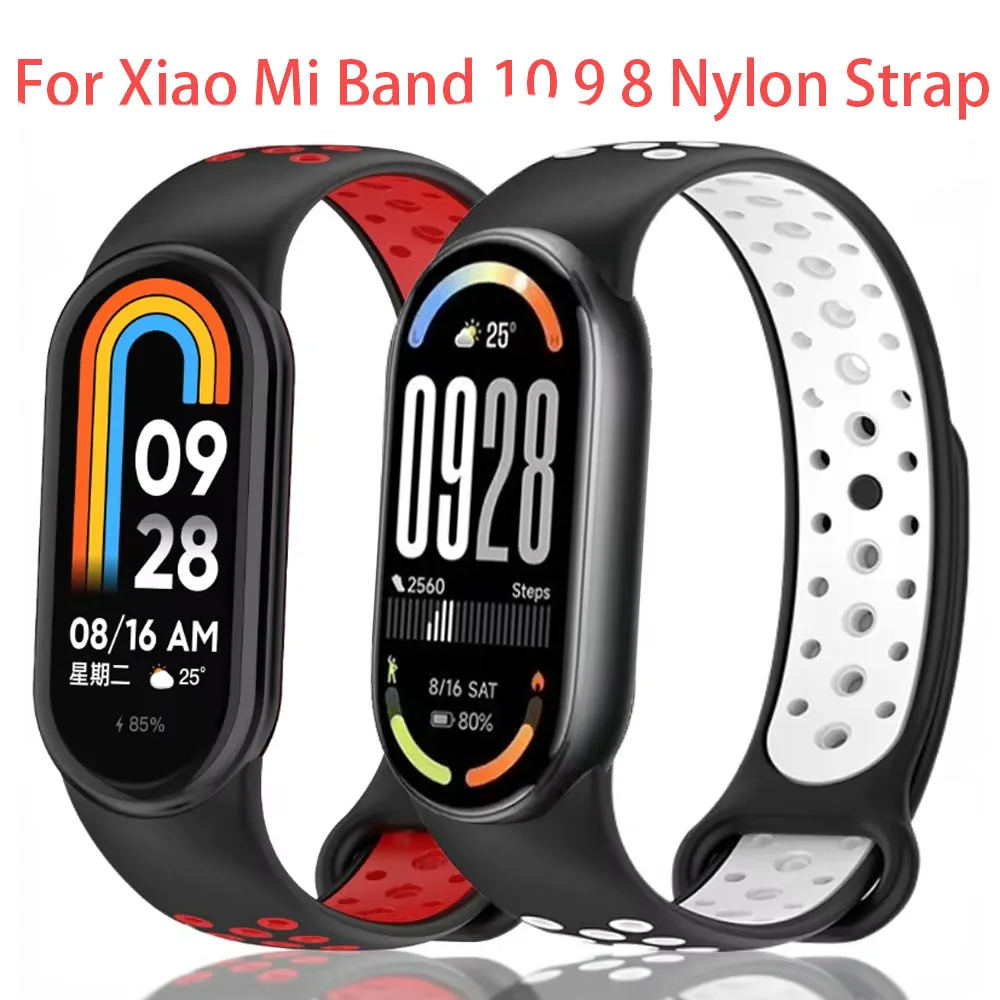 Silicone strap For Xiaomi Mi band 10 9 Porous and breathable sports bracelet replacement wristband Mi band 9 8 watchband Correa