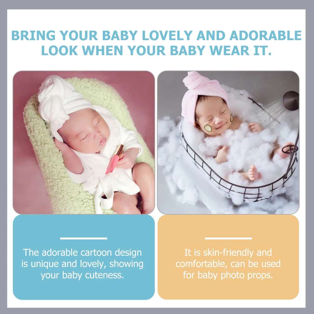 

Newborn Photography Cucumber Towel Bathrobe Set Baby Prop White Coral Fleece Kids