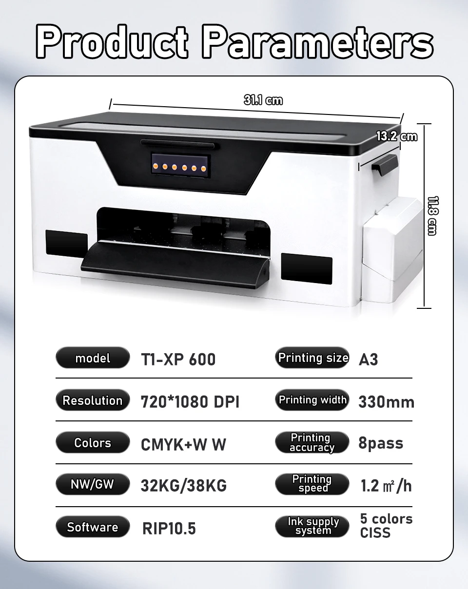 A3 DTF Printer For Epson XP600 impresora dtf a3 Directly To Film for fabric clothes t shirt printing machine with shaker machine