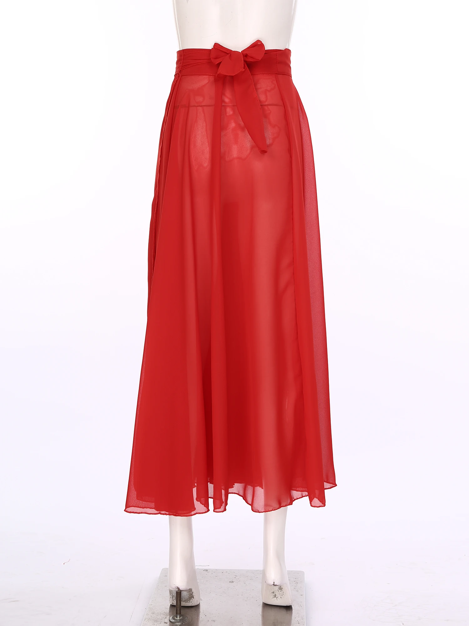 Gonna altalena da flamenco spagnolo da donna Gonne lunghe da ballo da sala solide Costume da ballo tradizionale da festival a vita alta in rete trasparente