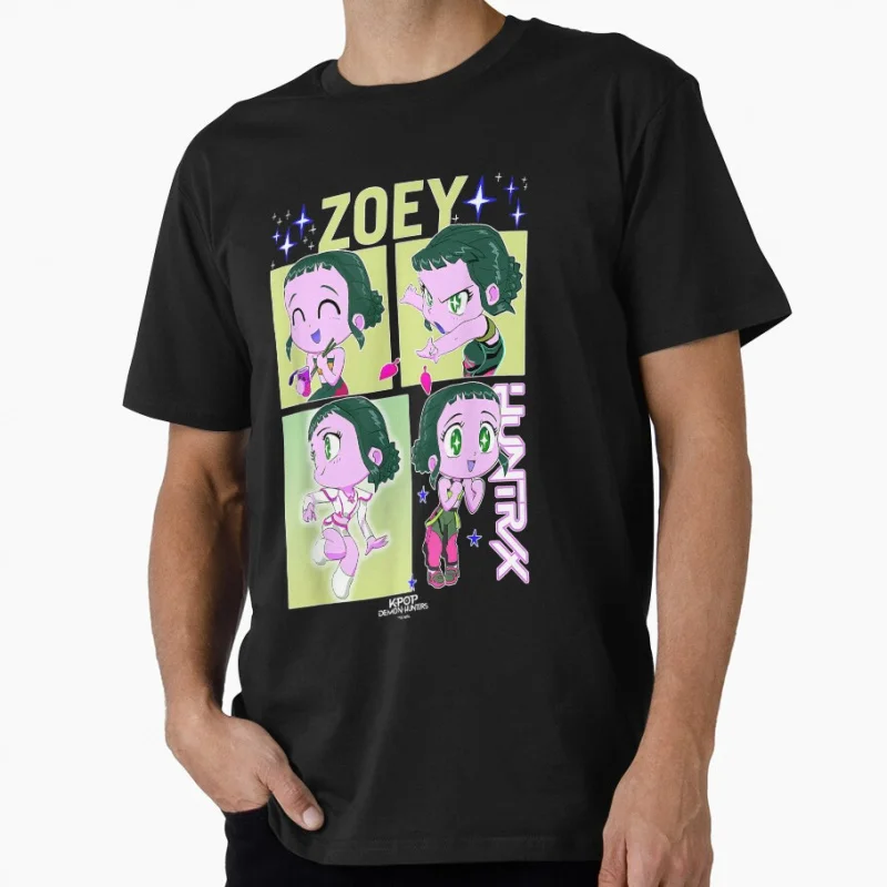 

Zoey Huntrix Kpop Demon Hunters Gift T shirt for Anime lover Large size Tops Manga Graphic Print Y2k Clothes Cartoon Tee