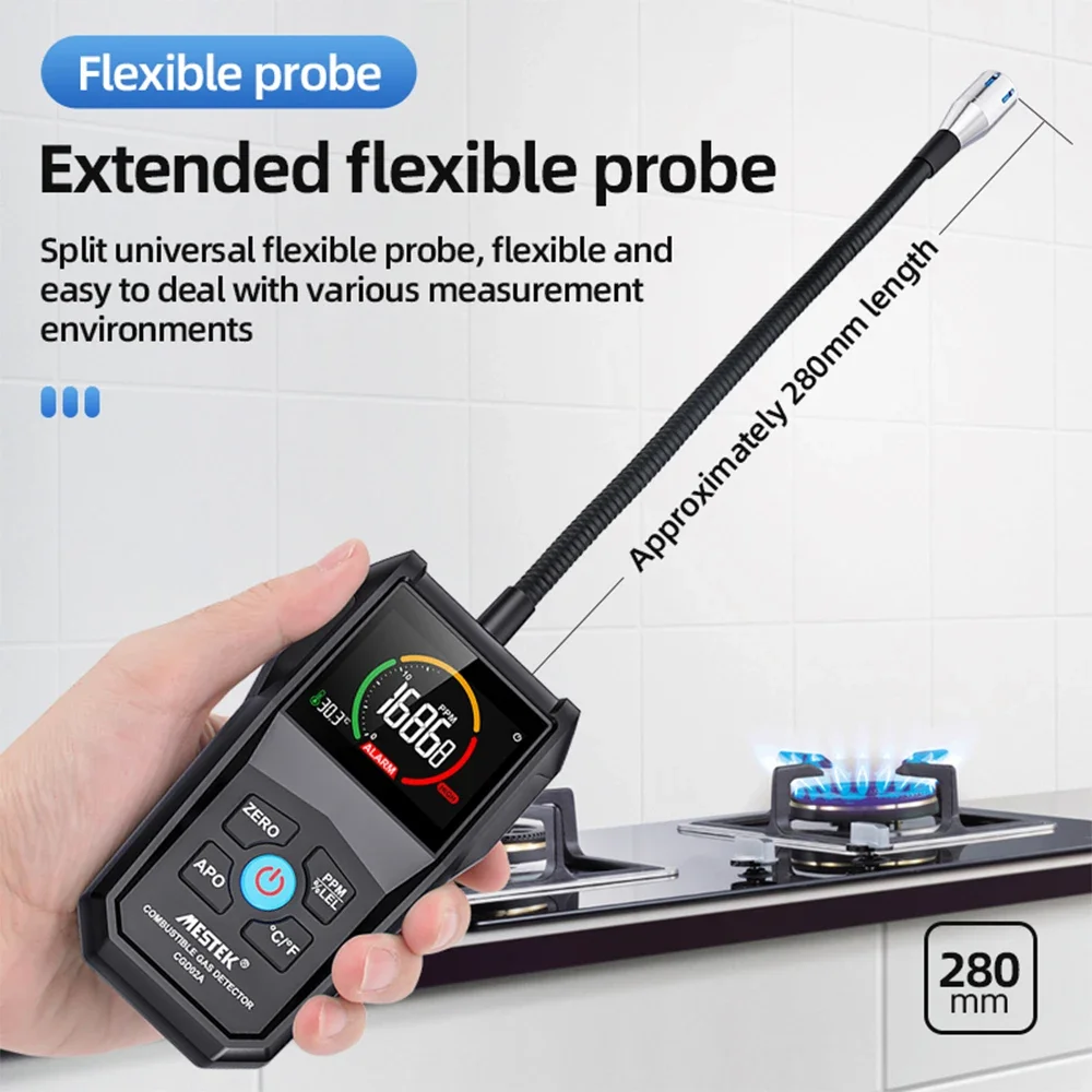 Rilevatore di Gas combustibile Tester di perdite di Gas portatile ad alta precisione Monitor VA Display inverso allarme sonoro e luminoso 0-50000ppm