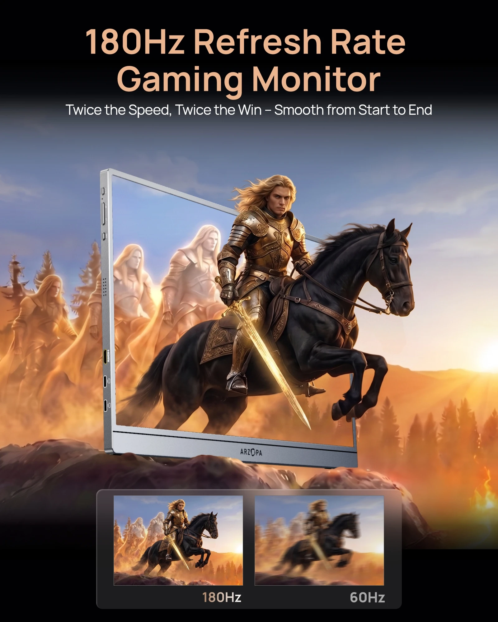 ARZOPA 16.1'' 180Hz 2.5K Przenośny Monitor, 2560x1440 QHD 107% SRGB, Zewnętrzny Drugi Ekran do Laptopa, PC, PS5, Mac, Xbox-Z3FC — zdjęcie produktu 3