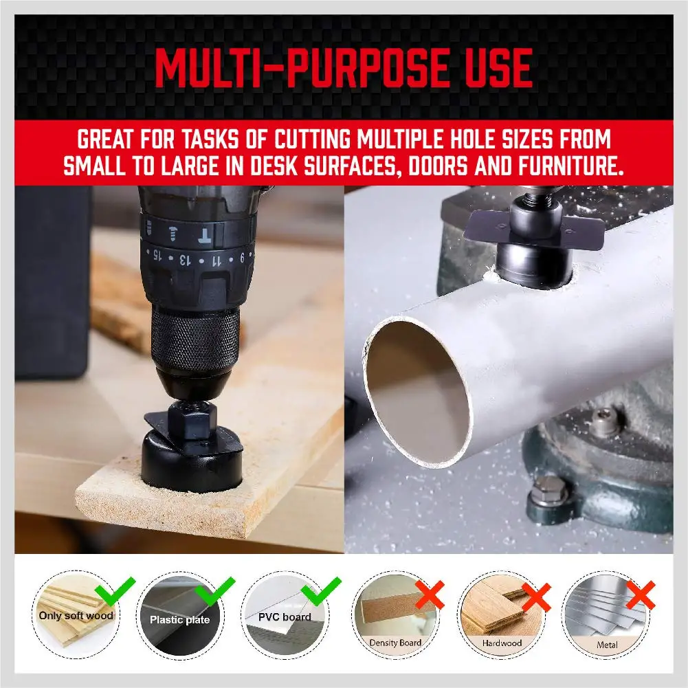 ホールソーセット 17 個ホールソーキット 25mm-125mm ホールソーマンドレル六角レンチ 収納ボックス付き 針葉樹 PVC ボードに最適