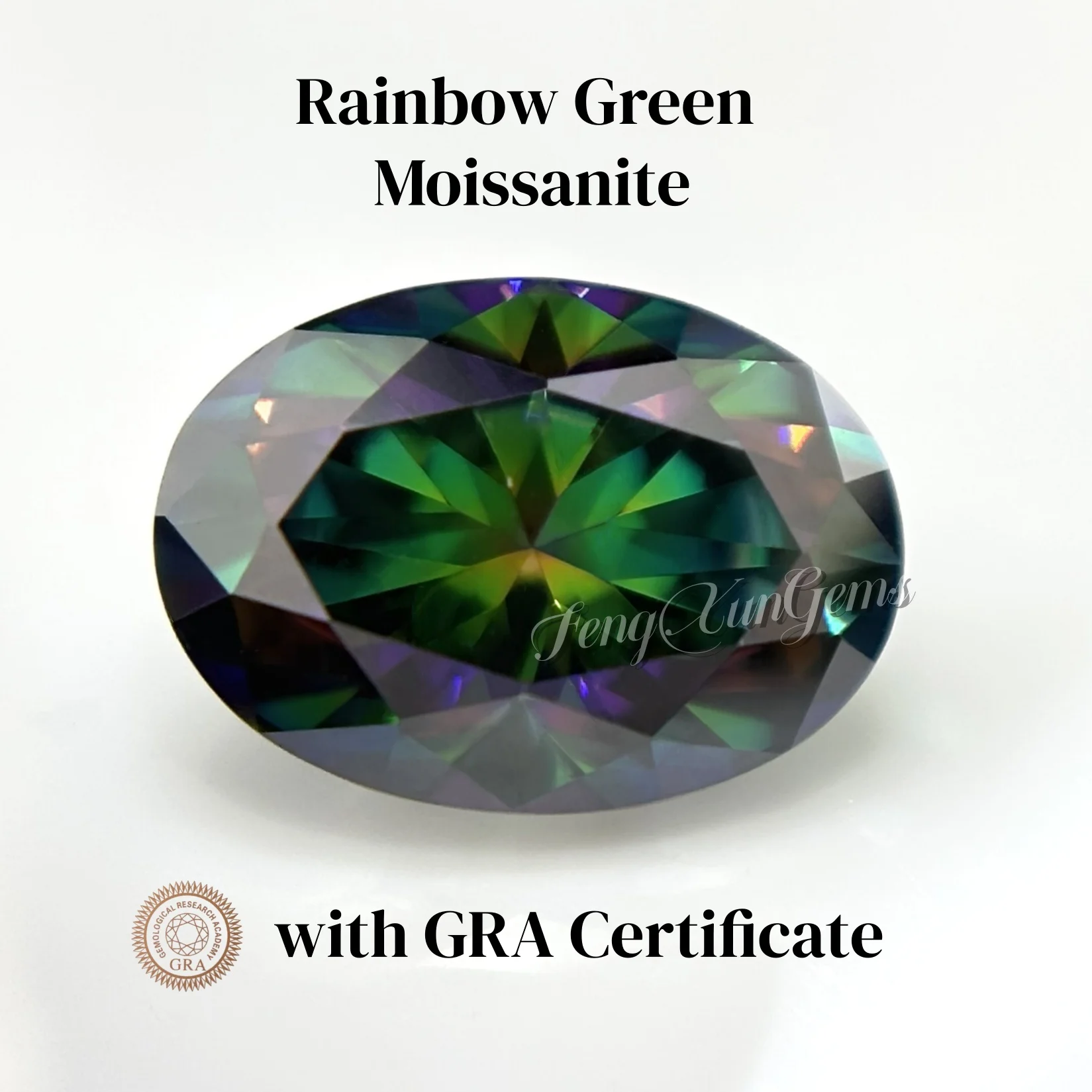 

Oval Lab Grown diamond Rainbow Green Loose Moissanite Stones 0.2~8ct 3x4~10x14mm Charms Gemstone Jewelry Making Materials