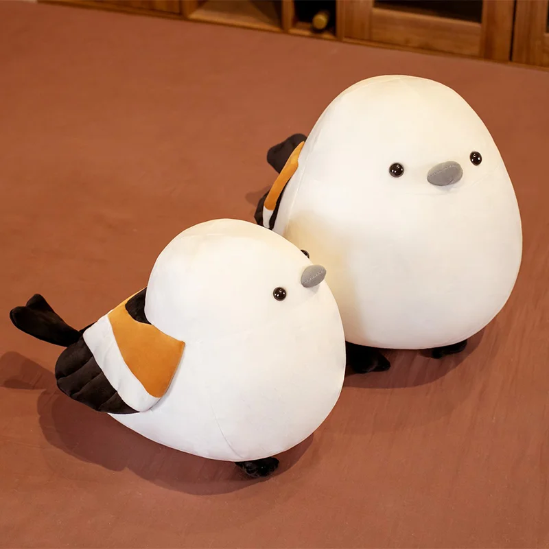 30-50cm Lovely Round Rolling Sparrow Plush Toys Soft Stuffed Bird Animal Tit Dolls Kawaii Sparrow Sleeping Pillow Christmas Gift