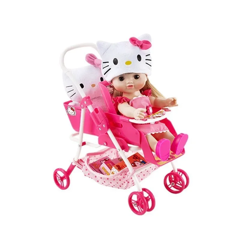 Hello Kitty new cute kawaii simulation doll folding stroller luxury combination play house creative kids toys girl birthday gift