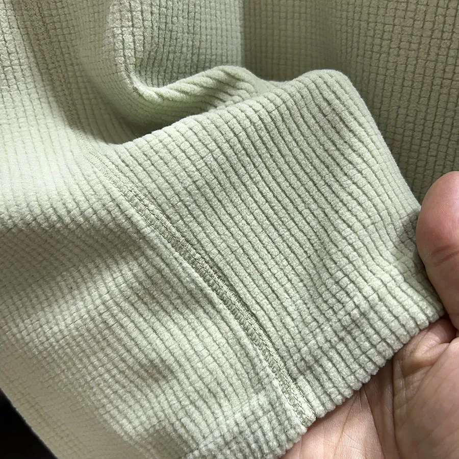 Unisex Outdoor Thermofleece-Pullover – Warmer Waffelstrick-Sweatshirt mit halbem Reißverschluss für Wandern & Camping – Detail 17