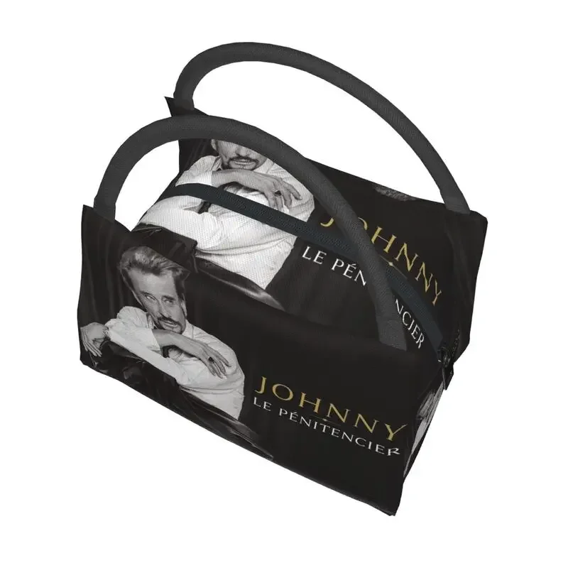 Johnny Hallyday Rock Geïsoleerde Lunch Tassen Voor Vrouwen Hervat Franse Frankrijk Zangeres Koeler Thermisch Lunch Tote Strand Camping Reizen