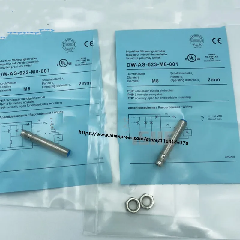 3Pcs New  Inductive Proximity Switch Sensor DW-AS-623-M8-001 PLUG-IN DW-AS-624-M8-001