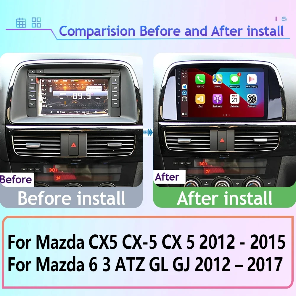 Android 13 Car Radio For Mazda CX5 CX-5 CX 5 2012 - 2015 For Mazda 6 3 ATZ GL GJ 2012 – 2017 Multimedia Player GPS Navigation BT