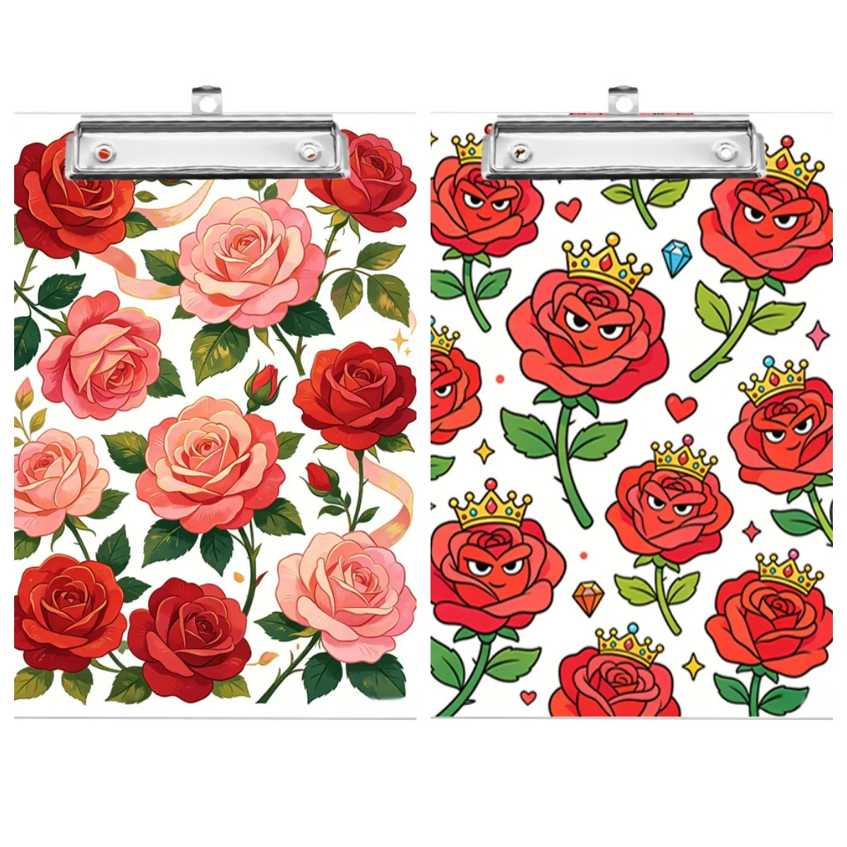 

1pc A4 Rose themed Pattern Writing Board Clip with Double sided Printing Suitable for Note Sheet Files and Drawing Sizes