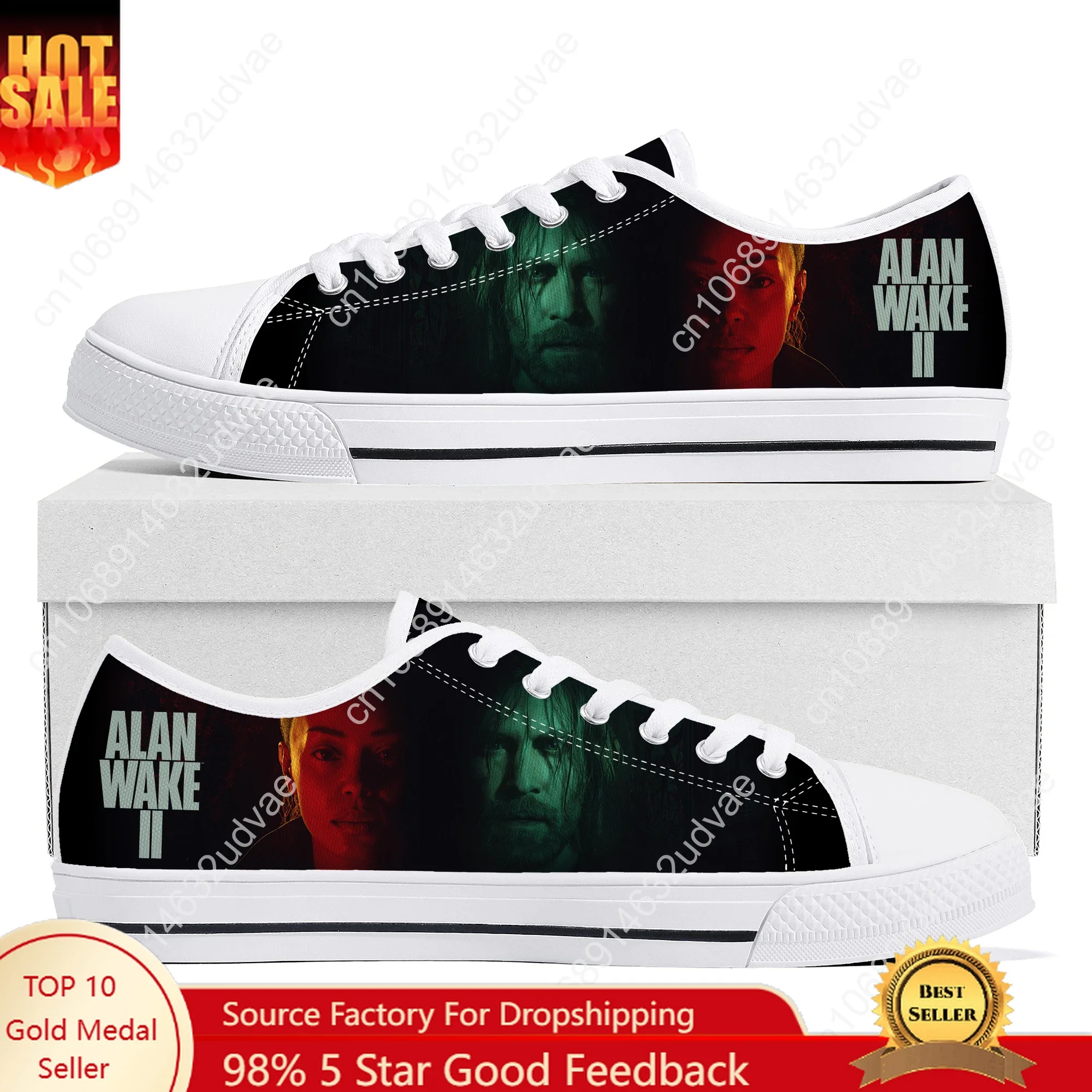 

Alan Wake 2 Sneakers Low Top Shoes Men Women Teenager Canvas High Quality Sneaker Casual Custom Made Shoes Customize Shoe White