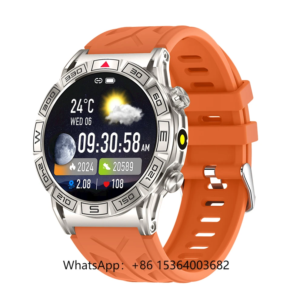 

TJXL-2025 KC80 Men Outdoor Relojes Smartwatch Flashlight 1ATM Waterproof BT Call Blood Oxygen Heart Rate Sport Amoled Smart Watc
