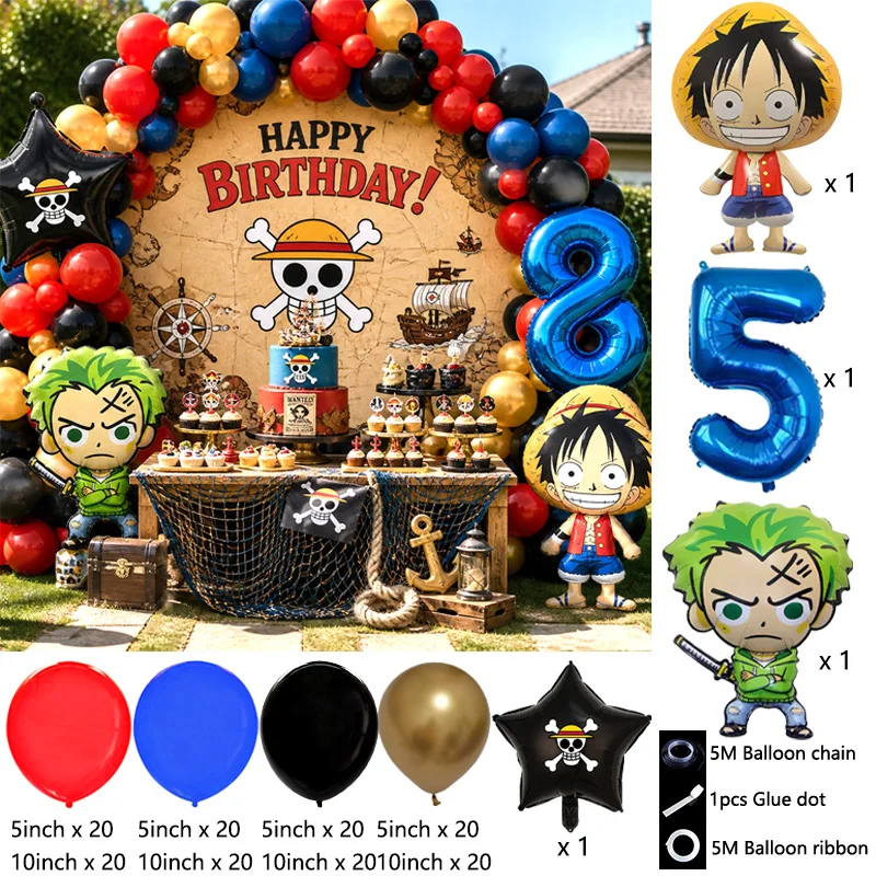 One Piece Character Balloon Arch Bouquet Globos Happy Birthday Anime Party Ornament Set view 6