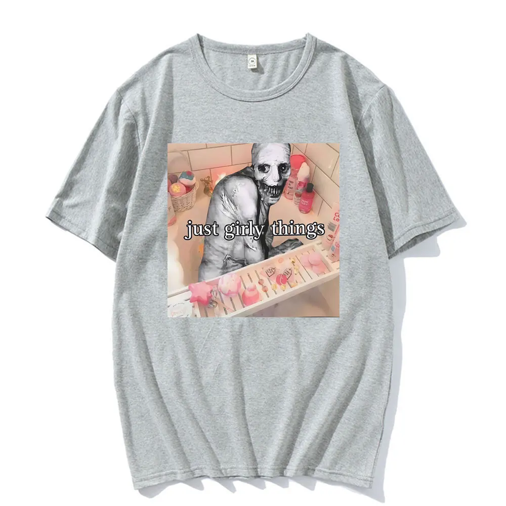 Just Girly Things زاحف ميمي Horrorcore الجمالية الجرافيك تي شيرت الرجال النساء الملابس موضة خمر تي شيرت المتضخم تي شيرت #5