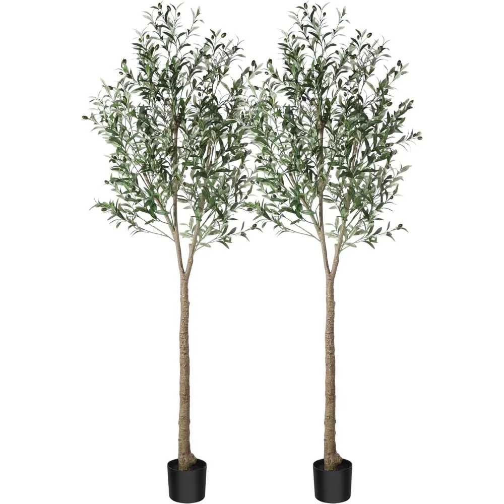 

Artificial Olive Tree Plant 83"（7Ft） Fake Topiary Silk Tree, Perfect Faux Plants in Pot for Decoration Housewarming Gift，2Pack