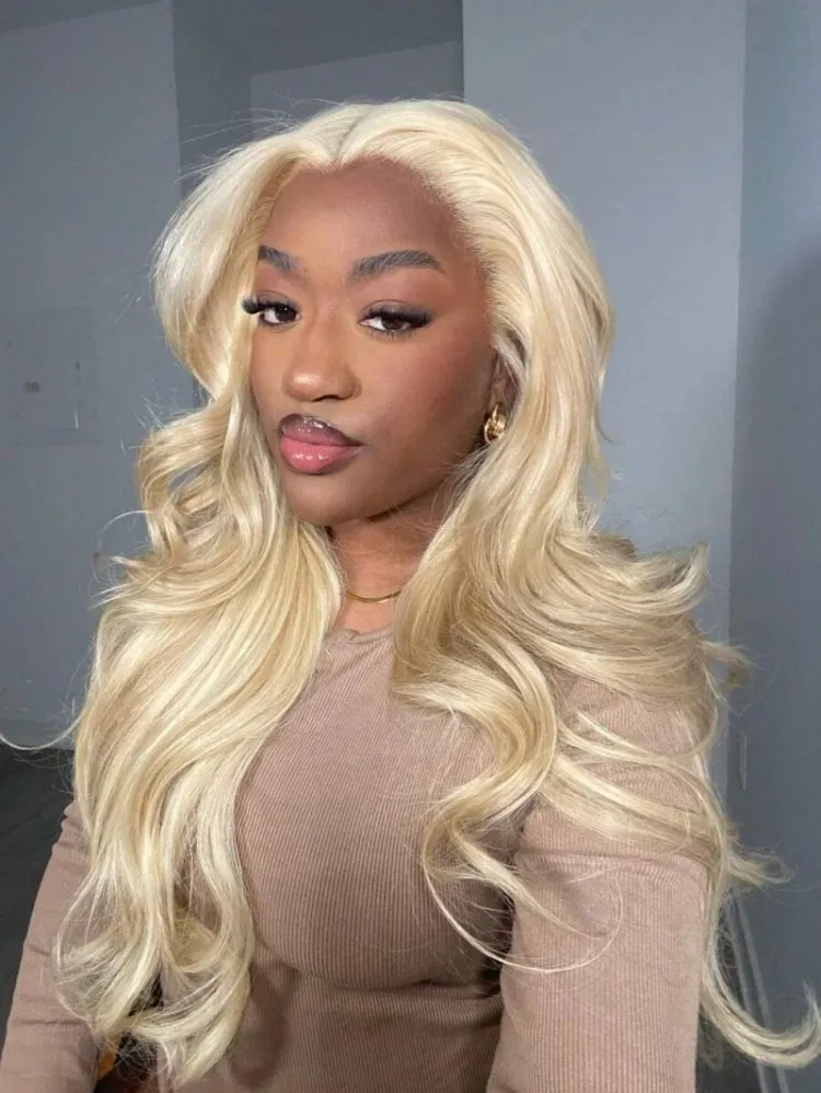 Blonde 613 Hd Lace Frontal Wig Body Wave Human Hair Wigs 13X6 Lace Front Wig 230 Density Original Brazilian Wigs Preplucked 34In image 2