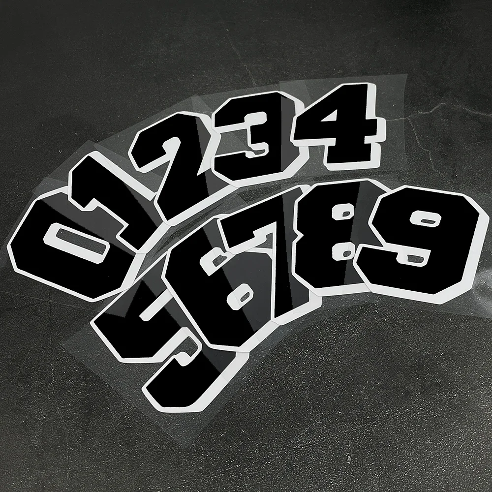 Motorcycle Black Number Sticker 1Pc Waterproof PVC Vinyl Decal Self Adhesive Helmet Tank Fairing Fender Car Window