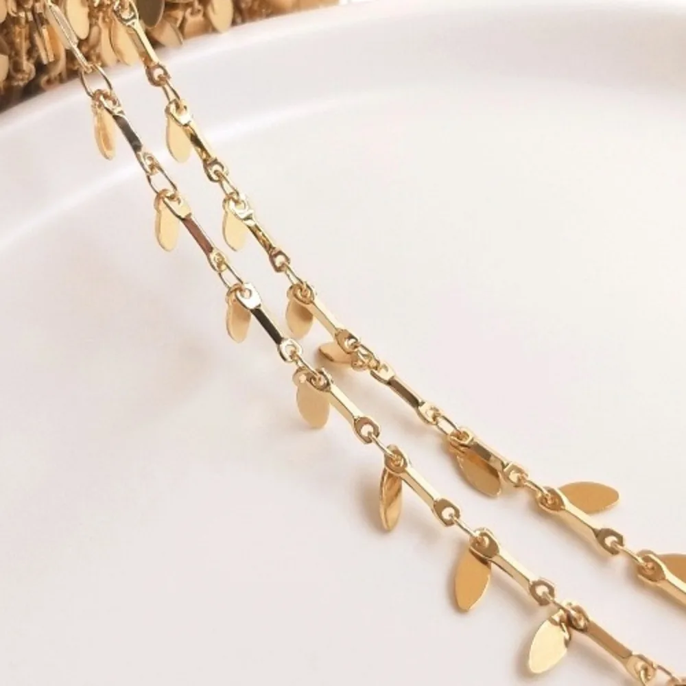 

14-каратное золото, цепочка ручной работы, подвесные капли воды, листья, свободная цепочка, браслет ручной работы «сделай сам», подвесная цепочка с бахромой для ушей