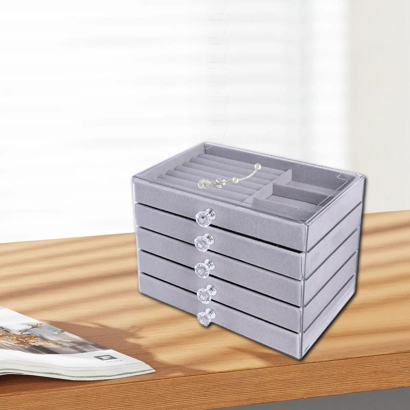 صندوق مجوهرات للنساء حامل عرض أنيق لسوار الأقراط والخواتم