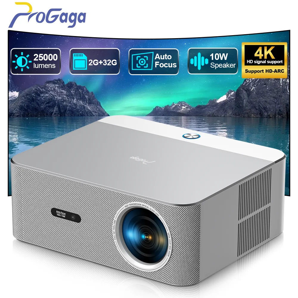 PROGAGA PG610W Full HD 1080P Projector Android 4K WiFi 2G 32G PG610W Beamer Home Theater Meeting Game Video Projector