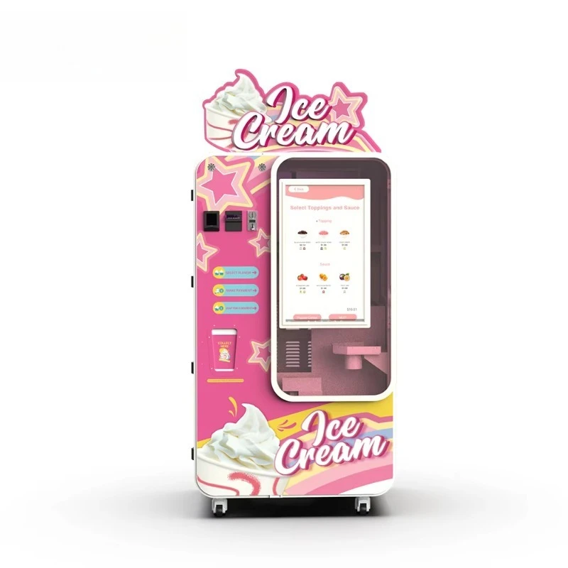 Máquina de Sorvete Soft DIY Personalizada e Econômica com 59 Sabores, Máquina de Venda de Sorvete Italiano, Compatível com Cartão de Crédito e Moeda