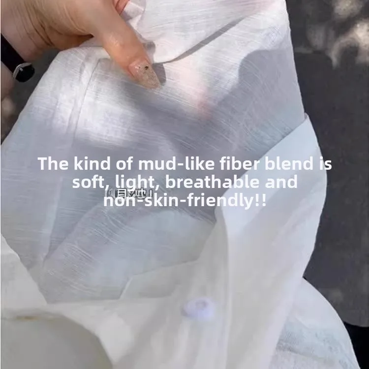 

Women's Summer New Lightweight White Sun Protection Cotton Linen irt Long Coat Casual Loose Fit Button Design UV Protective