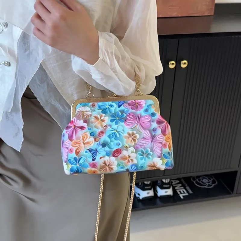 

Butterfly Embroidery Dinner Party Ladies Chain Crossbody Bag Female Handbags Chinese Style Women's Shoulder Bags Shell Shaped