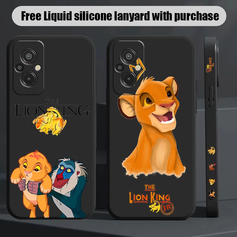 Disney Lion King For Xiaomi Redmi 9 10 11 12 13 A AT C T X A1 4G 5G Liquid Left Rope Phone Case