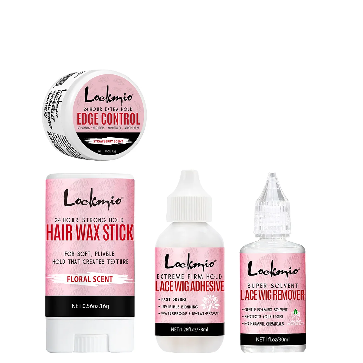 Cera para el cabello Strong Hold Slick Broken Back en barra y gel de control de bordes no grasoso, adhesivo impermeable para pelucas de encaje con kit de removedor líquido.