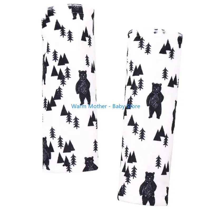 

Strap Cover for Baby Stroller & Pushchair Cartoon Shoulder Pads Belt Covers 2PCS for Most Brand Infant Stroller Car 57QE