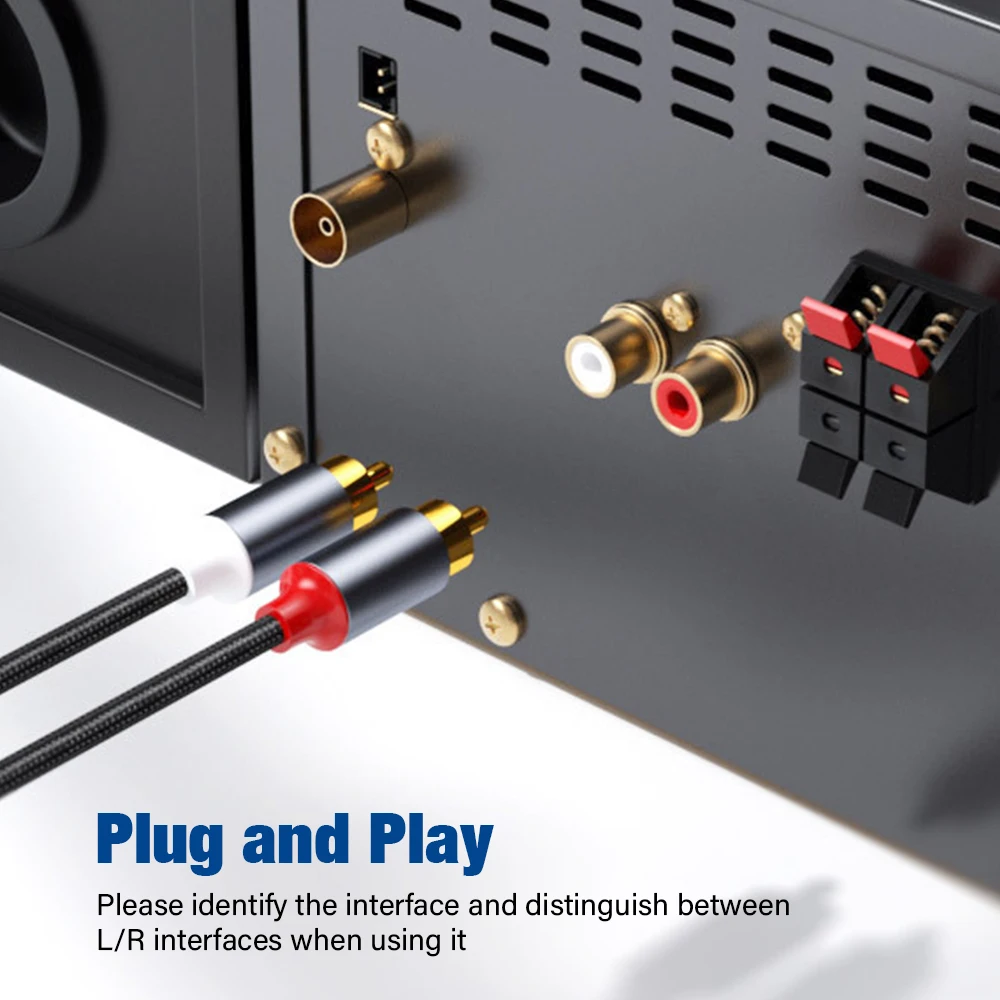 USB C إلى 2RCA محول كابل الصوت مطلية بالذهب نوع C إلى RCA جاك 3.5 مللي متر إلى RCA Y الفاصل AUX الحبل للمنزل مسرح مكبر للصوت DVD #5