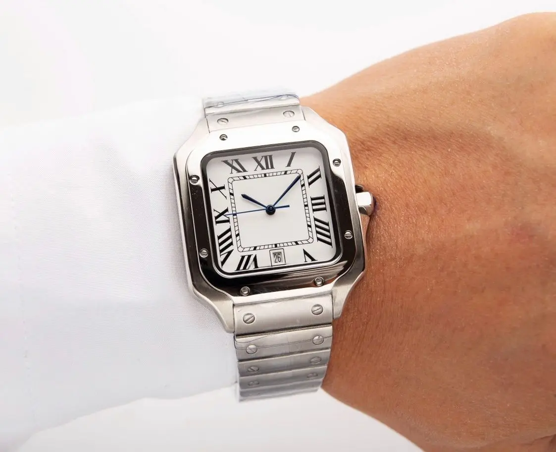 Image of Moderne Designeruhren mit quadratischem Zifferblatt, Herrenuhren, Damenuhren, kreative Quarzuhr mit quadratischem Zifferblatt, mattes Zifferblatt, wasserdicht, Lederarmband, einzigartige