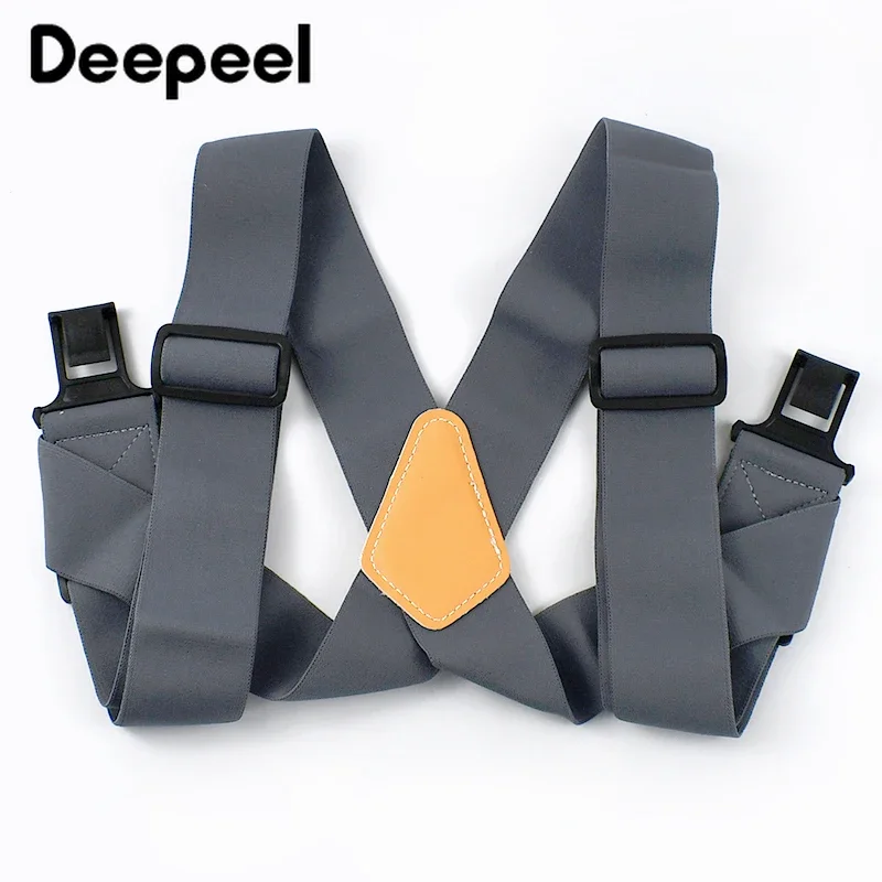 1Pc Deepeel 5*120cm Susperders for Heavy Duty Sport Work X-Type Elastic Wide Braces Strap Plastic Adjustable Side Clip Straps