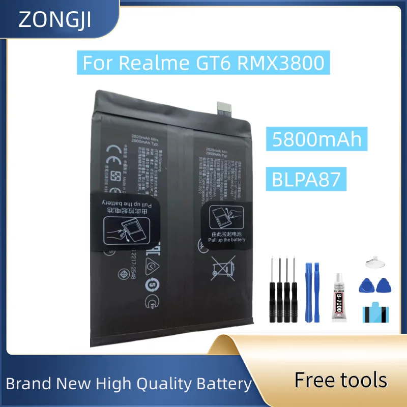 

Новый аккумулятор BLPA87 5800 мАч для Realme GT6 RMX3800, аккумулятор для мобильного телефона + бесплатные инструменты