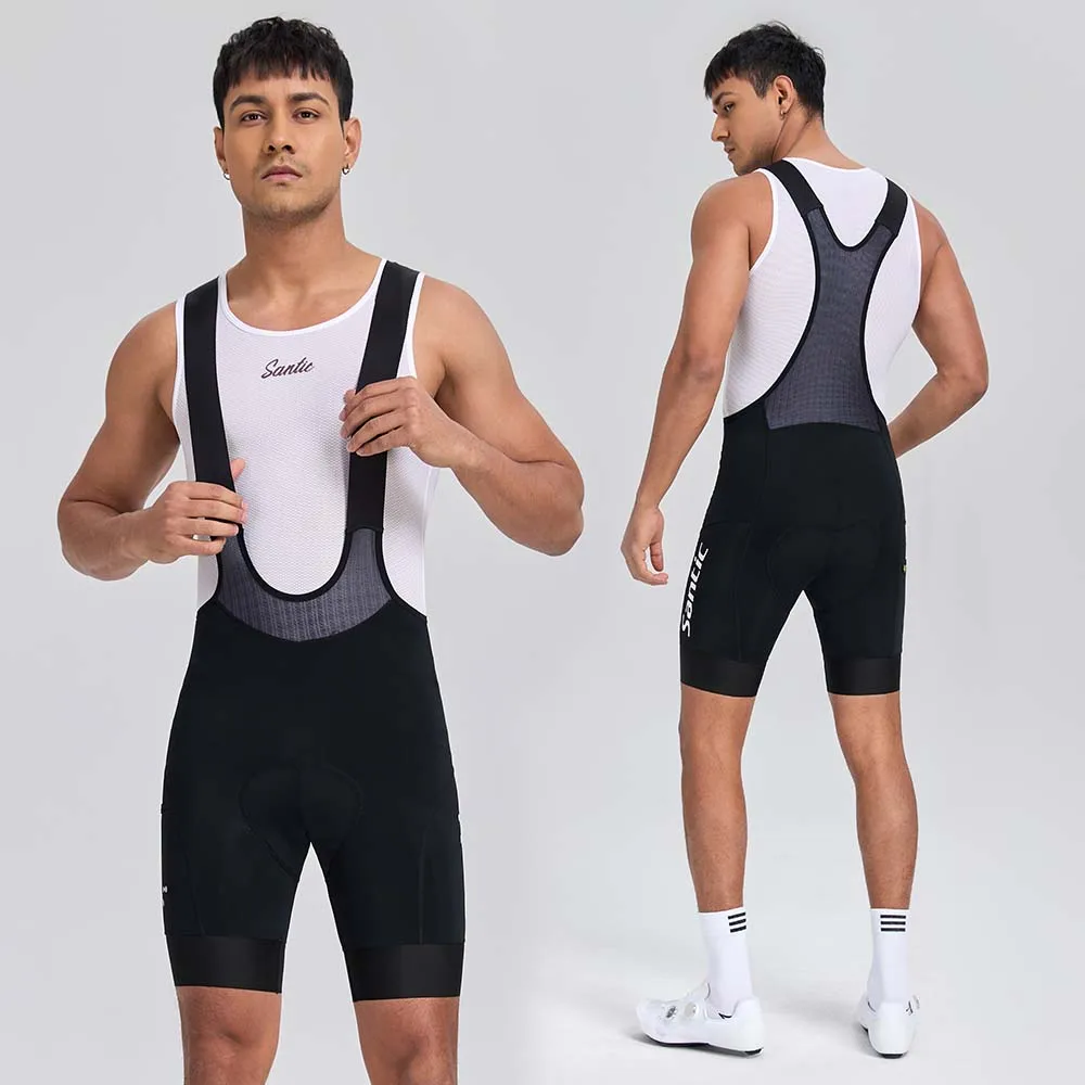 

Santic Men's Summer Cycling Bib Shorts Breathable Quick-Dry Sponge Cushion 5-Hour Comfort Shockproof Anti-Slip Bicycle Shorts