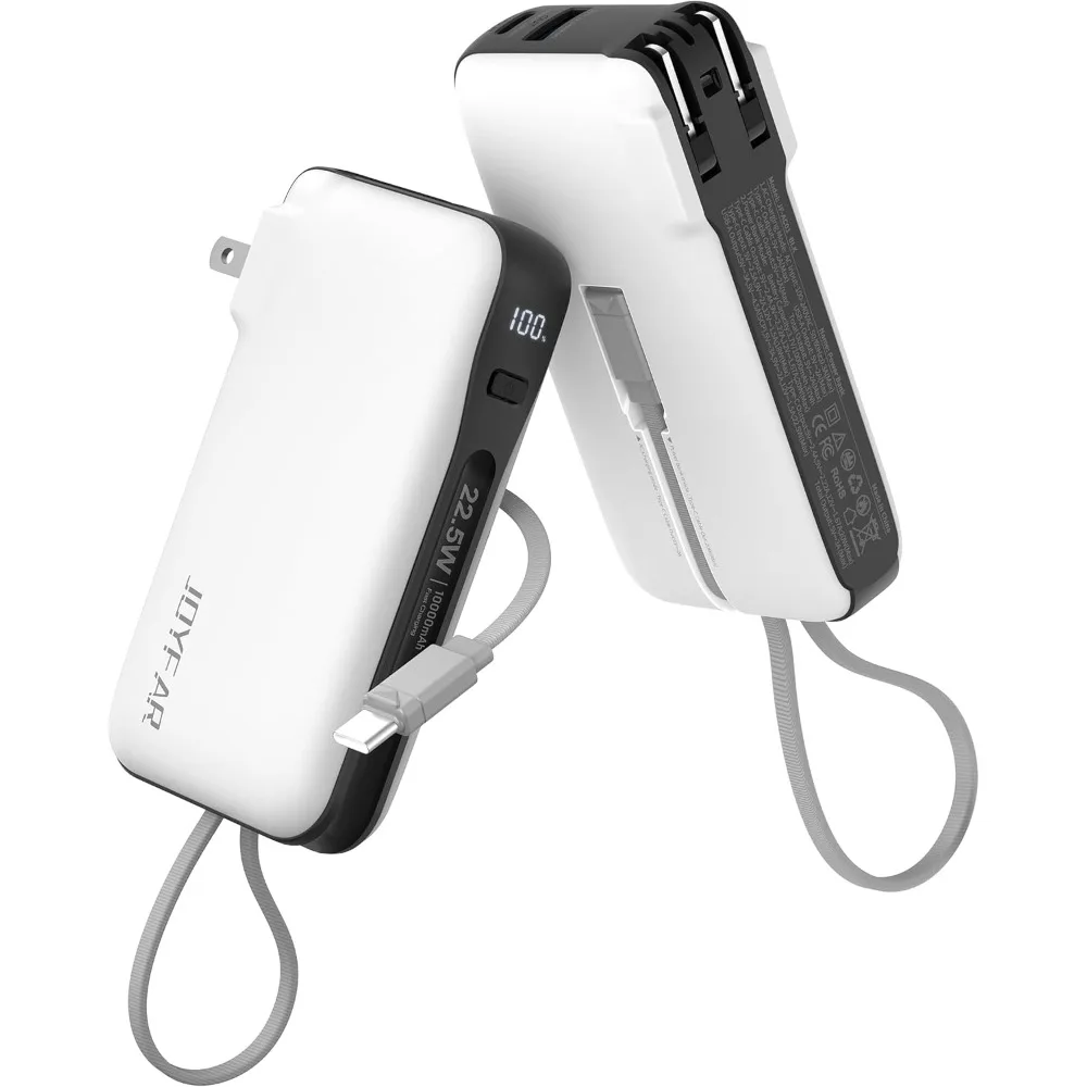 

Compact 10,000mAh Power Bank with Integrated USB-C Cable for Fast Charging and Travel Convenience