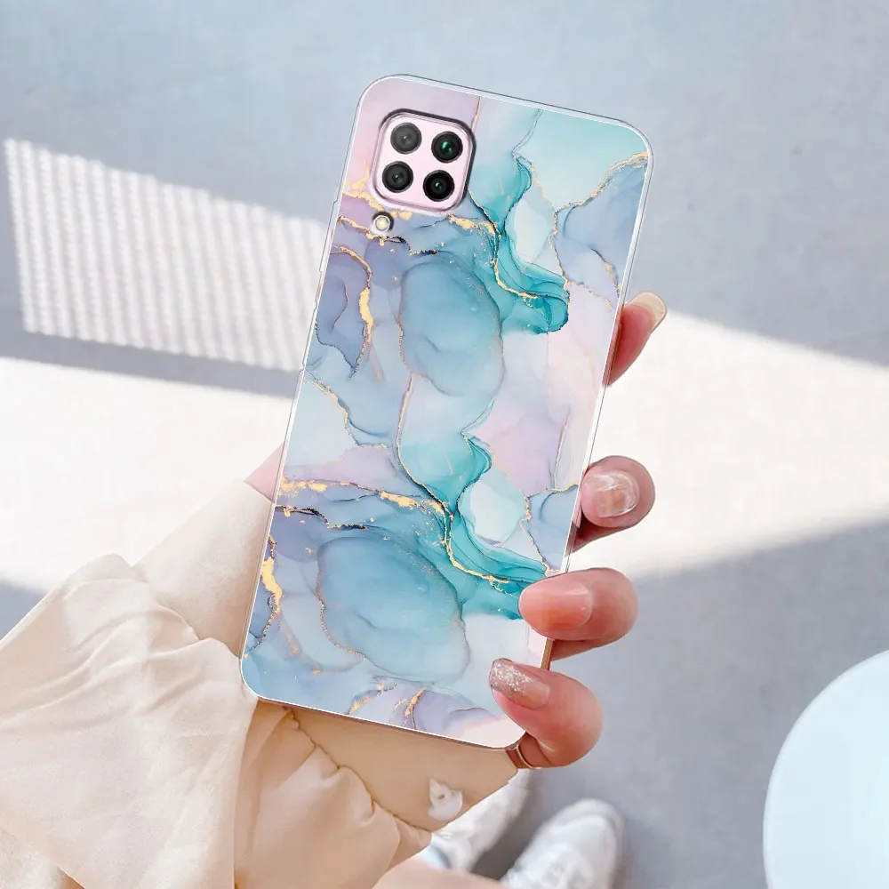 For Huawei P40 Lite Case P40 Lite E Marble Clear Soft Silicone Cases For Huawei P40 Lite Bumper Cover For Huawei P40Lite E Funda