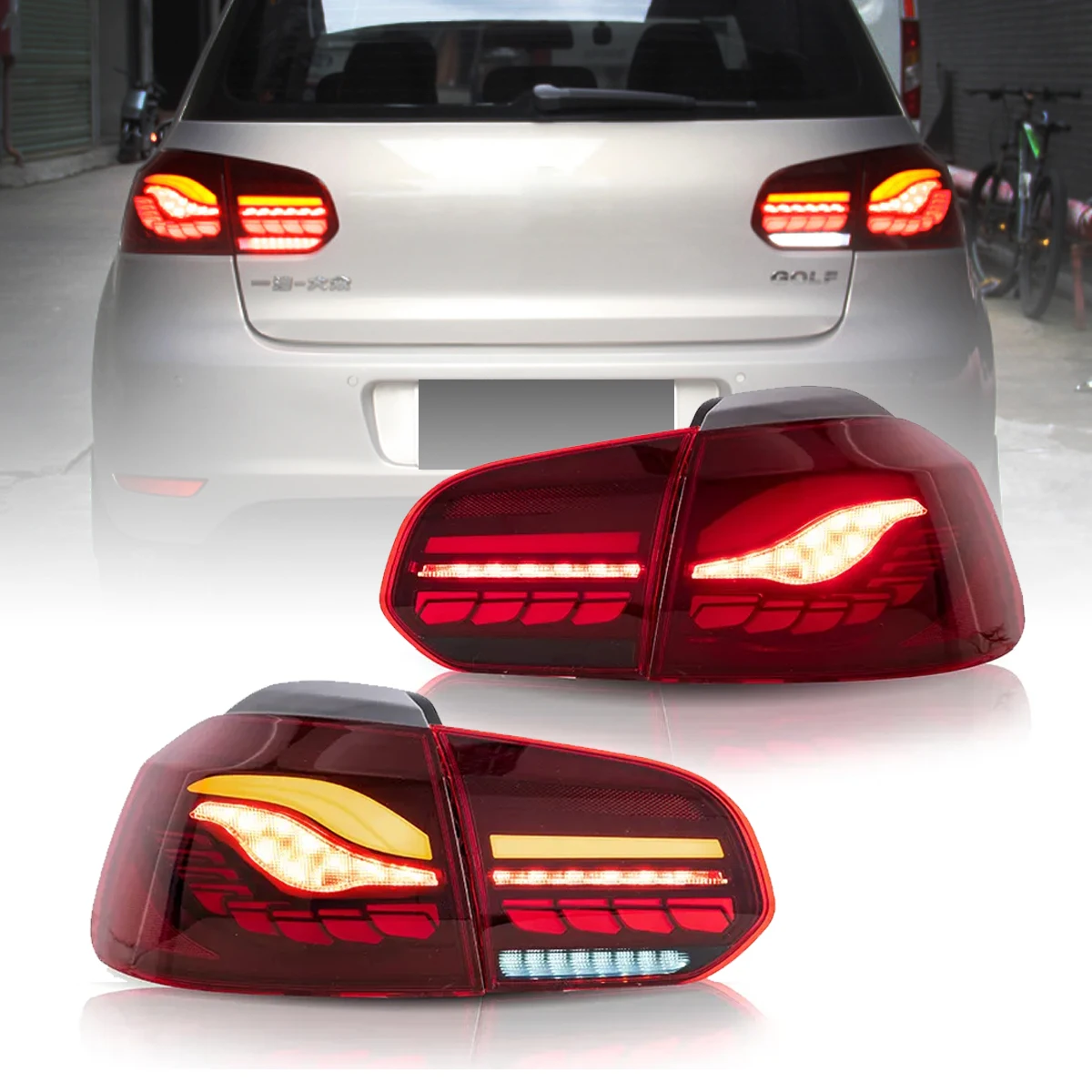 

Full LED Taillights Rear Lamps MK6 Golf R20 GTD 2008-2014 For VW Golf 6 Dragon Scale Tail Lights M4 Design DRL Turn Signal