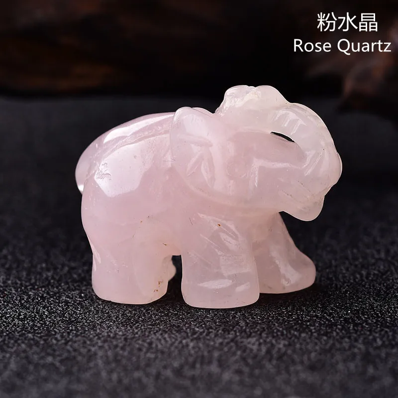 

Natural Crystal Jade Ston Lucky Elephant Fortune Feng Shui Statue Figurine Office Ornament Chakra Healing Stones Statue Decor