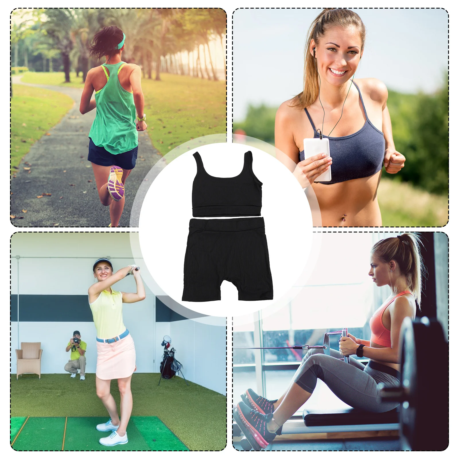 

1Set Comfortable Yoga Activewear Vest and Shorts Kit Soft Breathable Polyester Fitness Workout Clothing for Indoor Sports