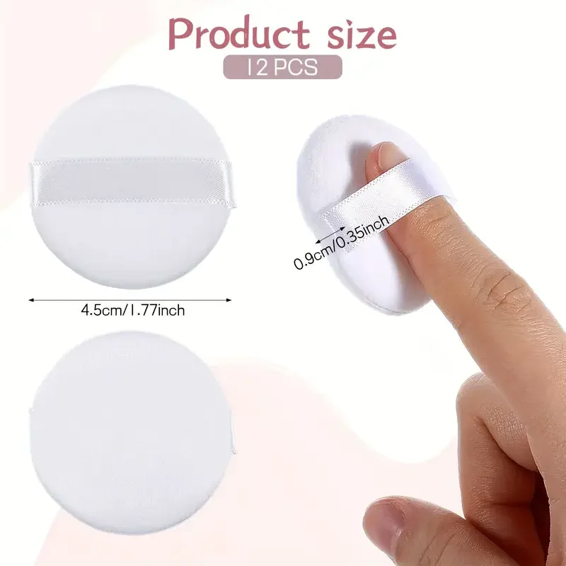 12er-Pack Mini-Puderquasten mit Fingerspitze – 4,32 cm runder wiederverwendbarer Make-up-Schwamm, tragbares Reise-Schönheitswerkzeug für Damen, Reise-Essential – Detail 4