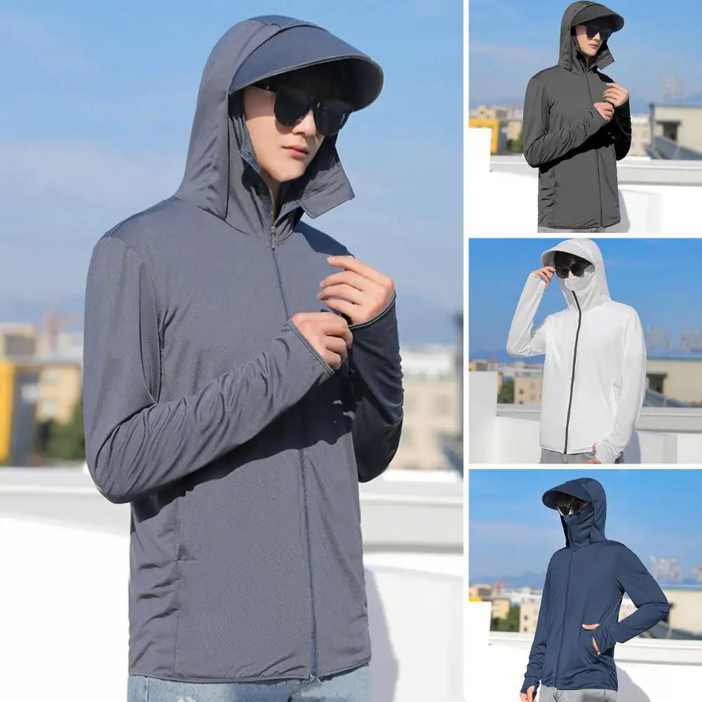 

Men Summer Sunscreen Coat Heat Dissipation Outdoor Sunscreen Jacket Thin Lightweight Outdoor Sunscreen Jacket Sunshade