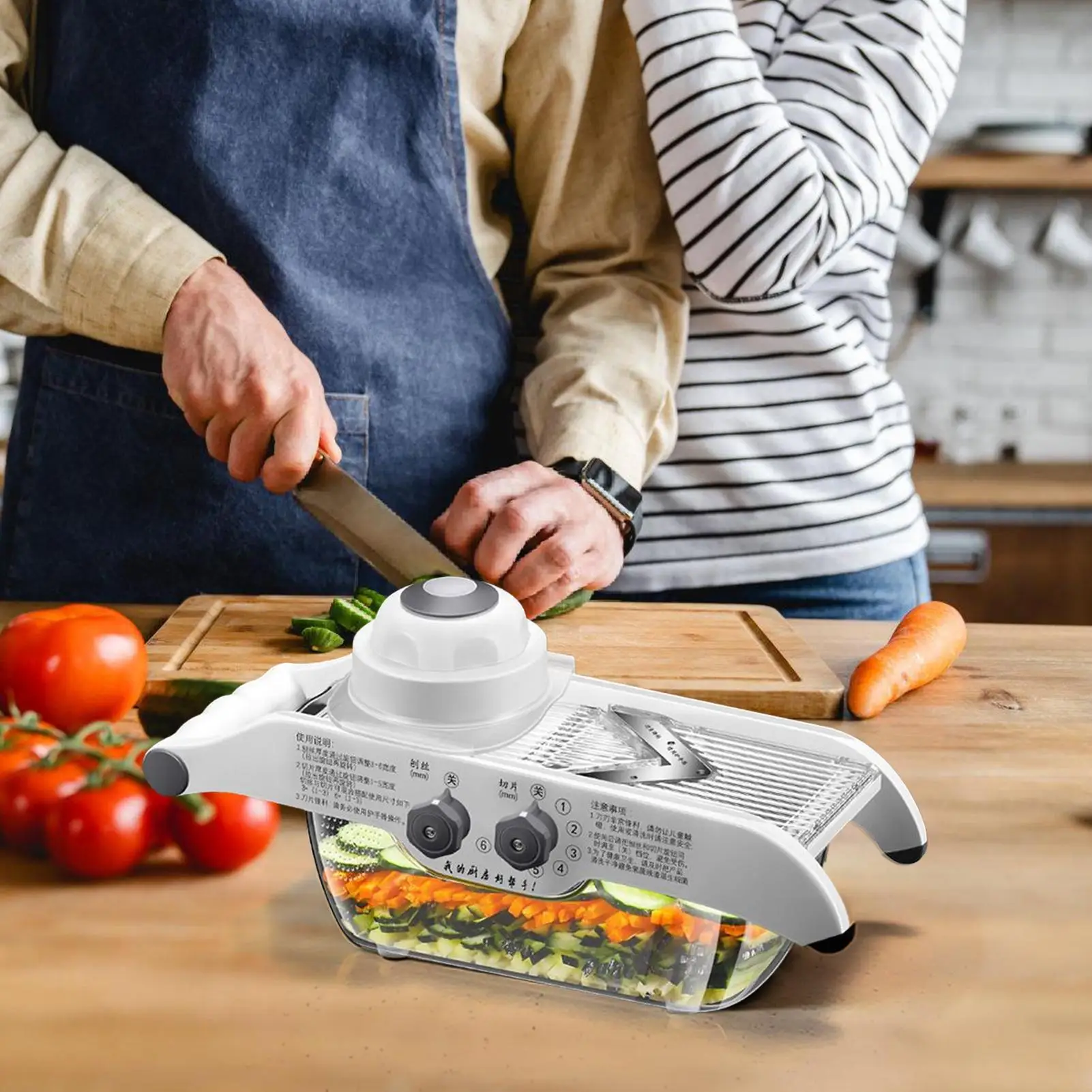 

Овощерезка, фрукторезка, пять регулируемых настройков, кухонный резак с контейнером для дома, ресторана, кемпинга, приготовления еды, вечеринки