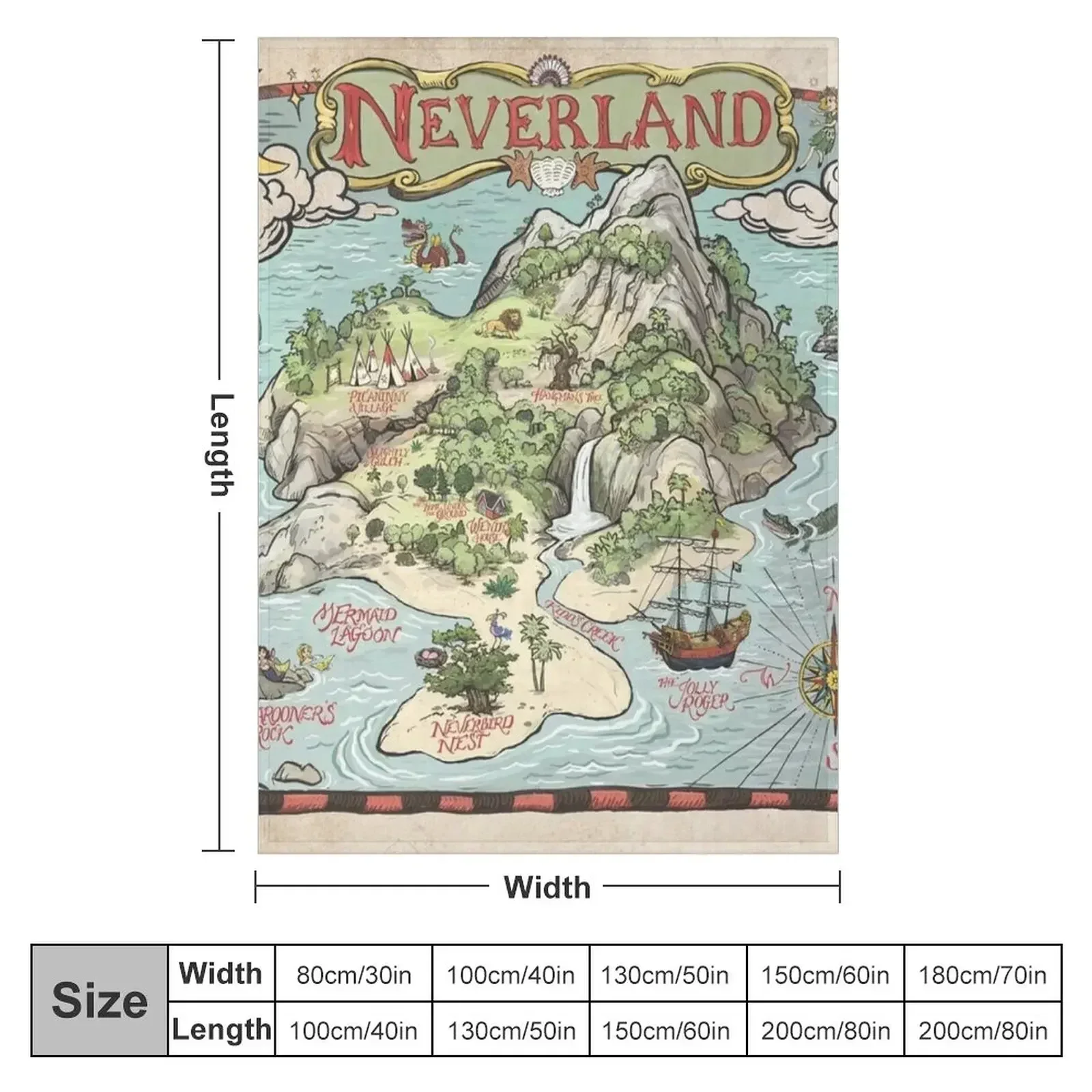 Neverland Map Throw Blanket Extra Large Throw Bed Summer Beddings Luxury Designer Thermals For Travel Kid'S Blankets