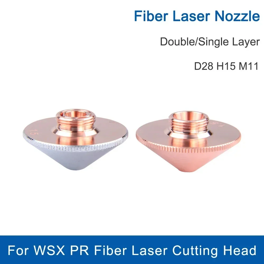 

LSKCSH Laser Nozzle M11 Dia.28mm Caliber 0.8 - 5.0mm Single Layer / Double Layer For Raytools PR WSX Fiber Laser Cutting Nozzles