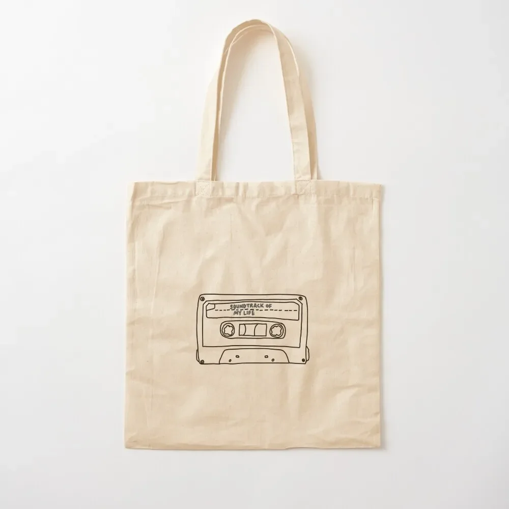 

SOUNDTRACK OF MY LIFE - CASSETTE TAPE (BLACK) Tote Bag large tote bag handbag Bag