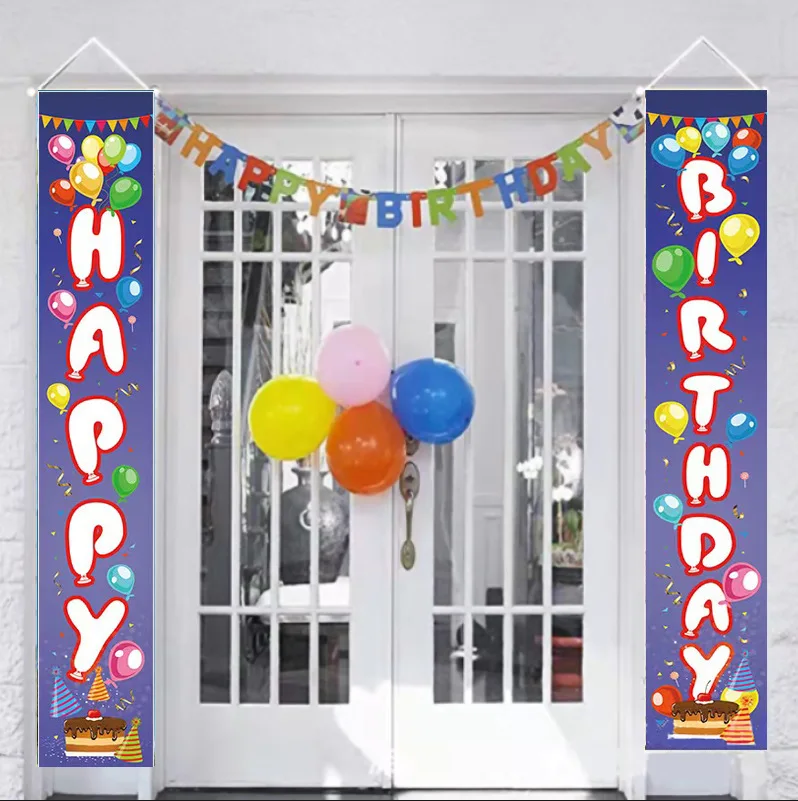 Multi-colored Hanging Flags, Festive Atmosphere Decoration, Scene Layout Scene, Porch, Birthday Party